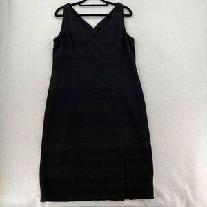 David Warren Dress Women's V-Neck A-Line Formal Party Black Sleeveless Sz 14